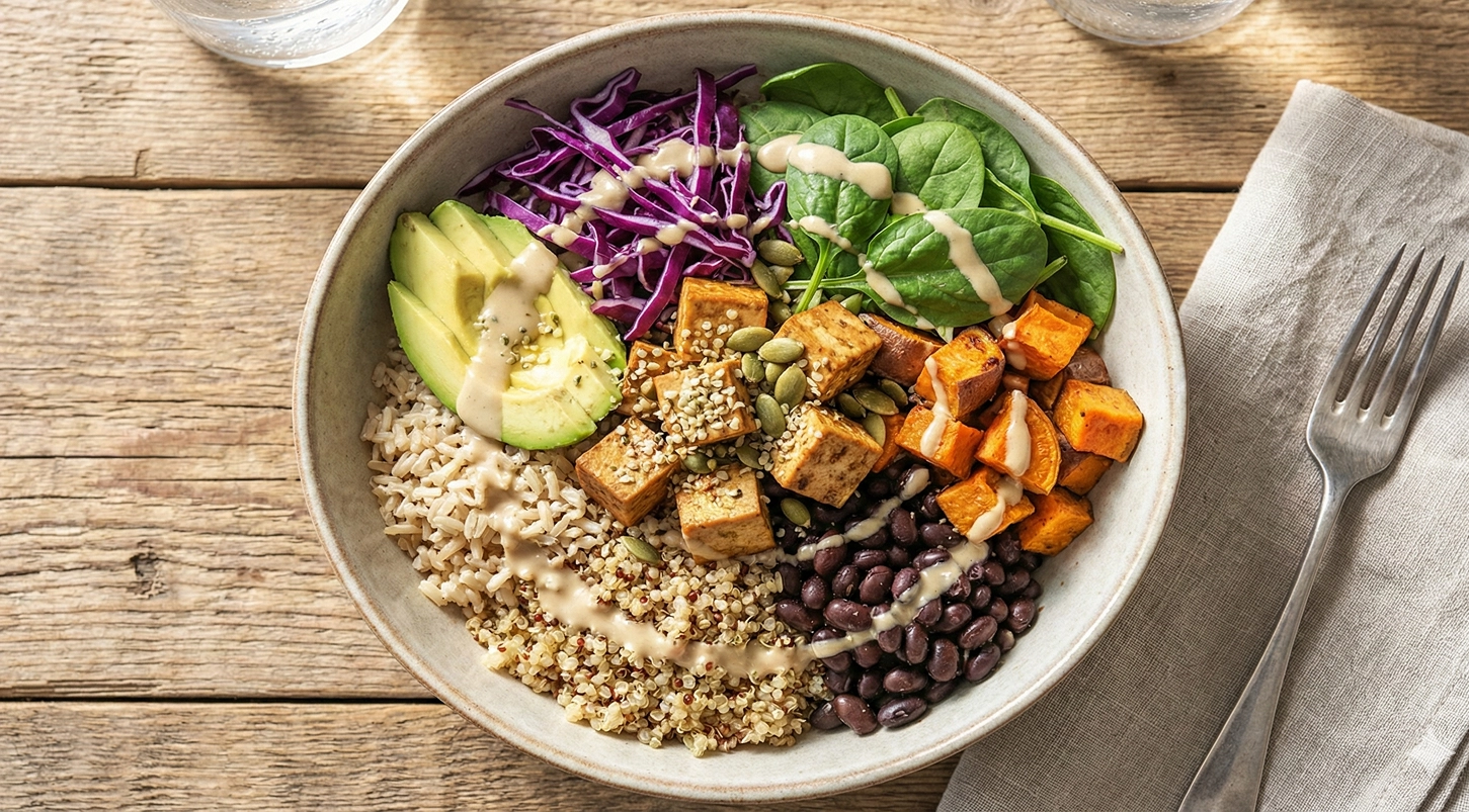 Illustration of hearty grain bowl